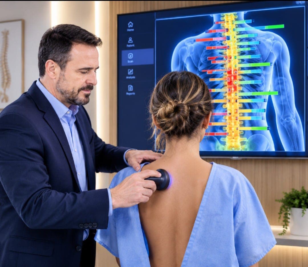 ThermoScan computadorizado avaliando diferenças térmicas ao longo da coluna